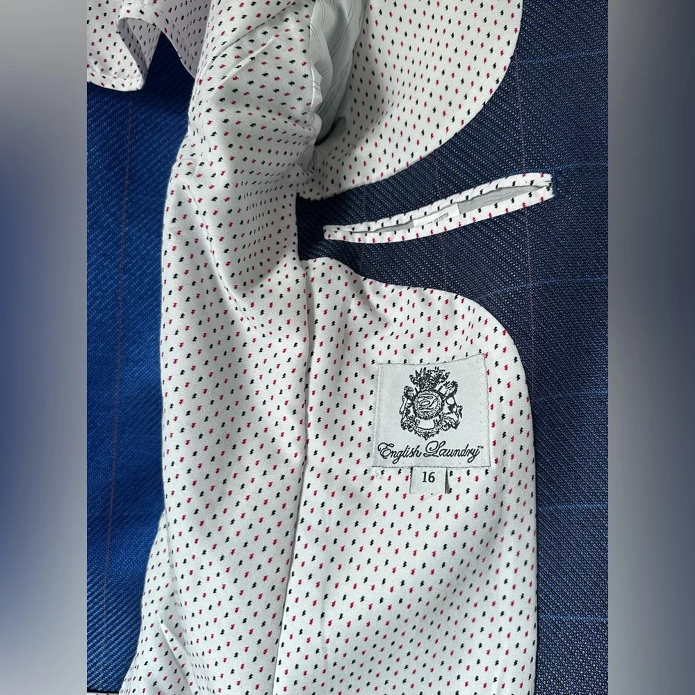 Boys English Laundry Navy & Orange Checkered Suit - Blazer & Pants